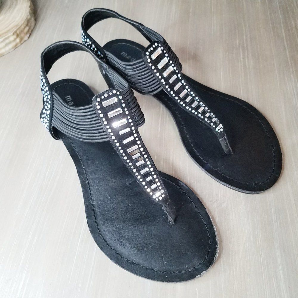 Madden Girl Shoes Black Rhinestone Embellishe 6.5M